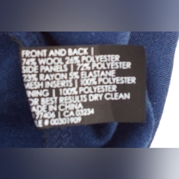 Club Monaco Double Gold Zipper Pencil Bodycon Black Blue Skirt Wool Blend 2 - Picture 8 of 8